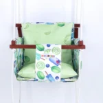 best baby swing with blackberry, lemon and mint candy print along with pillows in lemon yellow print fabric for Online baby jhula shopping experience