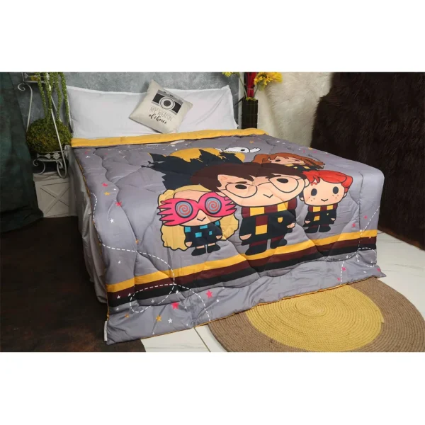 Grey yellow cartoon kids prints duvet comforter filled with very soft materials for kids and adults online by newcomers