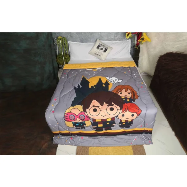 Grey yellow cartoon kids prints duvet comforter filled with very soft materials for kids and adults online by newcomers